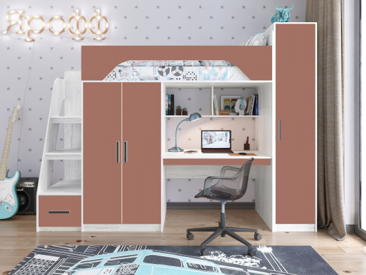 Кровать-чердак Тея со шкафом - купить за 0.00 руб.