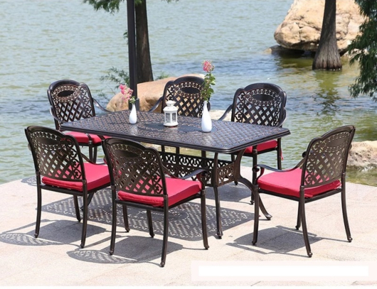 Обеденная группа из литого алюминия стол Вулкан-2 + 6 кресел Вулкан-2 - купить за 145800.00 руб.