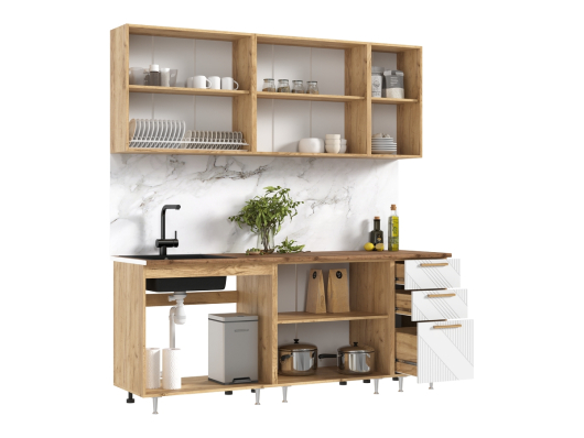 Кухня Ирис 2,0 м Дуб Крафт Золотой/Браш Вайт - купить за 34630.00 руб.