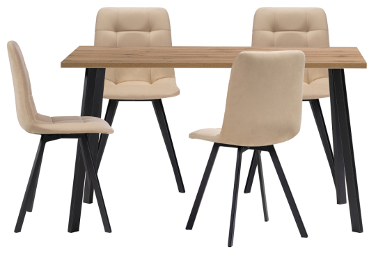 Обеденная группа Эделин бежевый / дуб вотан / черный матовый - купить за 22840.00 руб.