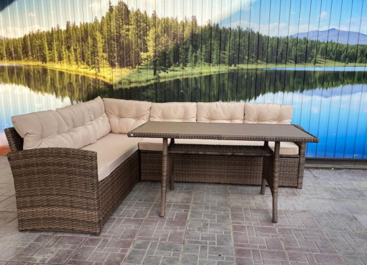 Обеденная группа плетеной мебели Албания «Albania» с подушками  brown арт.78401 - купить за 116100.00 руб.
