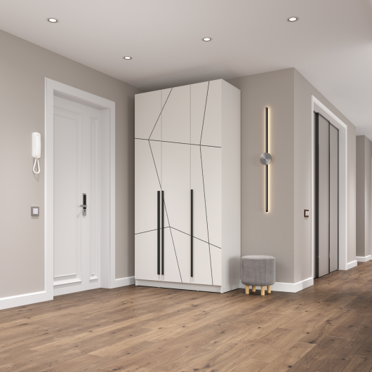 Шкаф 3-х дверный 67.12 Брандо ЛДСП/МДФ Белый Геометрия - купить за 23549.00 руб.