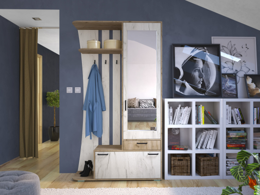 Прихожая Орион 1 Дуб Серый Крафт/Дуб Белый Крафт - купить за 27520.00 руб.