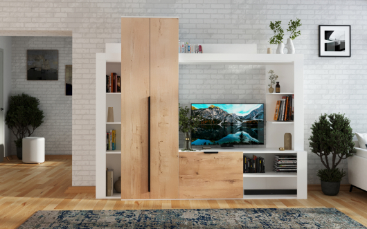 Гостиная Соренто В-2 Белый/Дуб Ирландский - купить за 27680.00 руб.