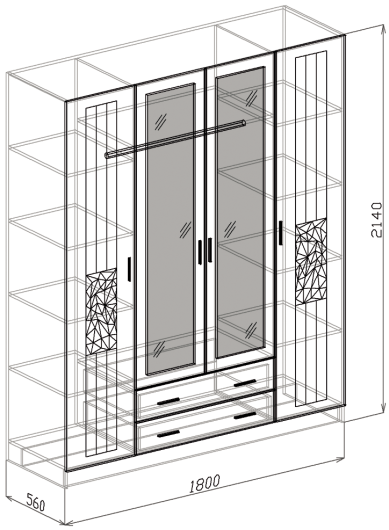 Шкаф 4-х дверный Роберта - купить за 0.00 руб.