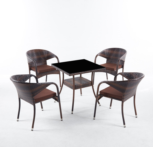 Обеденная группа Вайнхейвен + 4 кресла Греция из искусственного ротанга - купить за 41250.00 руб.