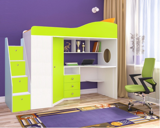 Кровать чердак «Кадет 1» с универсальной лестницей - купить за 0.00 руб.