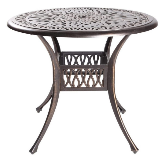 Обеденная группа из литого алюминия стол ФЕНИКС "FENIX" D90 арт.1027 bronze + 4 кресла БОСТОН "BOSTON" арт.6014-4 - купить за 67800.00 руб.