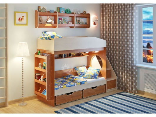 Двухъярусная кровать Легенда 10.3 с полками - купить за 37497.00 руб.
