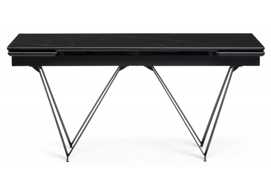 Стеклянный стол Марвин 160(220)х90х76 черный мрамор / черный - купить за 39990.00 руб.