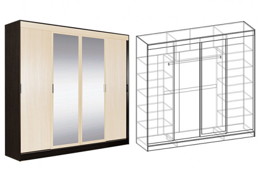 Шкаф 4х створчатый с 2 зеркалами Светлана   - купить за 18284.0000 руб.