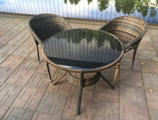 Обеденная группа из искусственного ротанга стол Сантос + 2 кресла Греция - купить за 28500.00 руб.