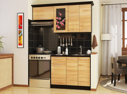 Глянцевый кухонный гарнитур Сакура П-1 160 см - купить за 18950.0000 руб.