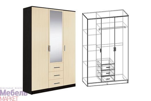 Шкаф 3х створчатый комбинированный с зеркалом Светлана - купить за 33440.00 руб.