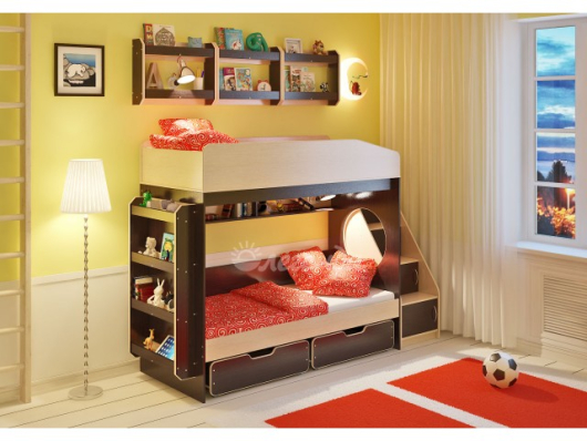 Двухъярусная кровать Легенда 10.3 с полками - купить за 37497.00 руб.