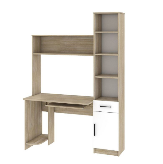 Компьютерный стол Интел-2 Дуб Сонома/Белый Снег - купить за 12512.00 руб.