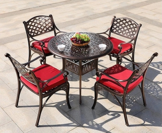 Комплект мебели из литого алюминия стол Феникс+4 кресла Лион - купить за 81000.00 руб.