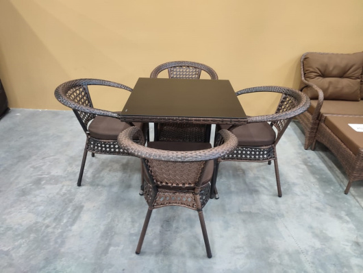 Комплект мебели из искусственного ротанга стол Вайнхейвен + 4 кресла Руардин - купить за 38850.00 руб.