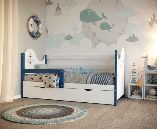 Кровать Якорь с ящиками и бортиком - купить за 0.00 руб.