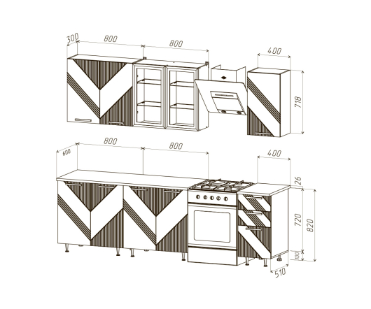 Кухня Ирис 2,0 м Компановка №2  Дуб Крафт Золотой/Браш Грин - купить за 36010.00 руб.