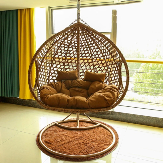 Подвесное кресло из искусственного ротанга МД-1028 duble braun арт.МД-1028DB - купить за 35400.00 руб.