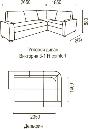 Угловой диван Виктория 3-1 Комфорт 1500 (дельфин) - купить за 0.00 руб.