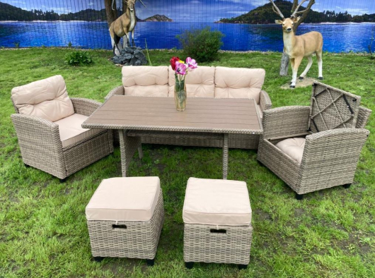 Обеденная группа плетеной мебели Джуми «Jumi» greige арт.78371 - купить за 127050.00 руб.