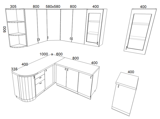 Кухонный гарнитур Классика Прованс угловой 1735х2200 мм - купить за 50290.00 руб.