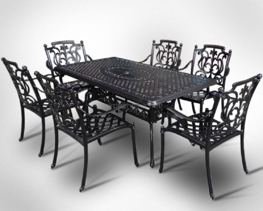 Мебель из литого алюминия стол Вулкан-2 + 6 кресел Миранда - купить за 117750.00 руб.
