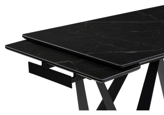 Стеклянный стол Марвин 160(220)х90х76 черный мрамор / черный - купить за 39990.00 руб.
