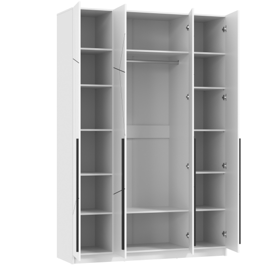 Шкаф 4-х дверный 67.13 Брандо ЛДСП/МДФ Белый Геометрия - купить за 34346.00 руб.
