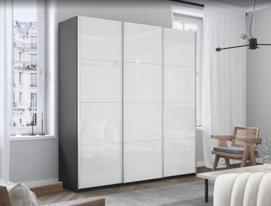 Шкаф-купе 3-х дверный Прайм Белое стекло - купить за 67470.00 руб.