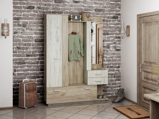 Прихожая Марио Дуб Серый Крафт/Дуб Белый Крафт - купить за 29797.00 руб.