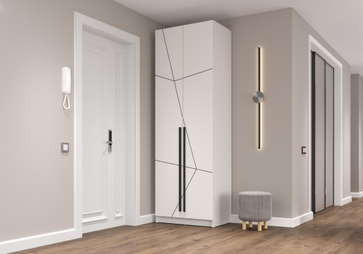 Шкаф 2-х дверный 67.14 Брандо ЛДСП/МДФ Белый Геометрия - купить за 16792.00 руб.