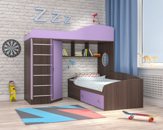 Кровать-чердак Кадет 2 с металлической лестницей - купить за 0.00 руб.