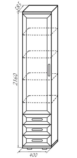 Шкаф - пенал ШК6  для белья с 3-мя ящиками - купить за 8127.0000 руб.