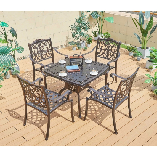 Комплект из литого алюминия стол квадратный АДОНИС "ADONIS" 90х90 арт.6120 + 4 кресла ФЛОРЕНС "FLORENCE" арт.6171-4 - купить за 83850.00 руб.