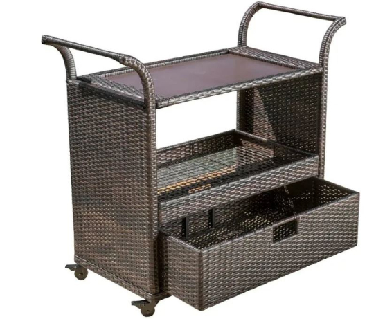 Сервировочный стол с баром из ротанга Винкелваген (Winkelwagen) brown - купить за 24900.00 руб.