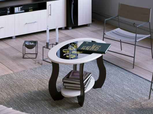 Стол журнальный СЖ-6 стелешница дуб молочный/стекло чёрное - купить за 6049.00 руб.