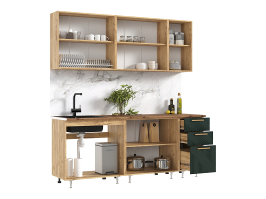 Кухня Ирис 2,0 м Дуб Крафт Золотой/Браш Грин - купить за 34630.00 руб.