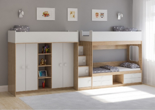 Трехъярусная кровать Легенда DE606-602 - купить за 58622.00 руб.