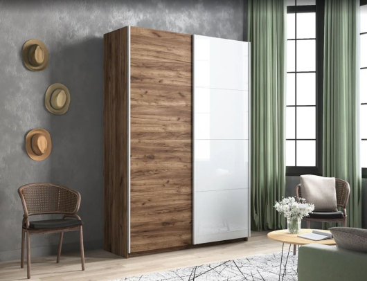 Шкаф-купе 2-х дверный Прайм ДСП/Белое стекло - купить за 43730.00 руб.