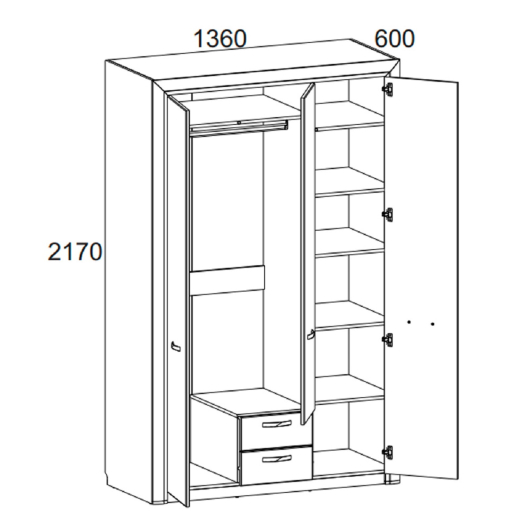 Шкаф 3D2SZ Оливия - купить за 54599.00 руб.