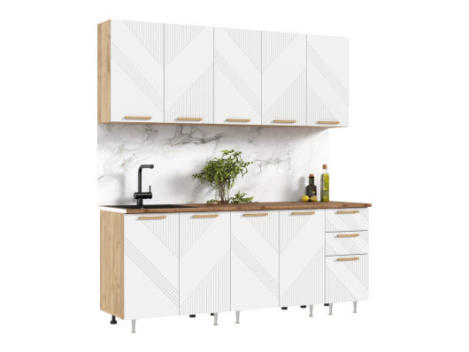 Кухня Ирис 2,0 м Дуб Крафт Золотой/Браш Вайт - купить за 34630.00 руб.