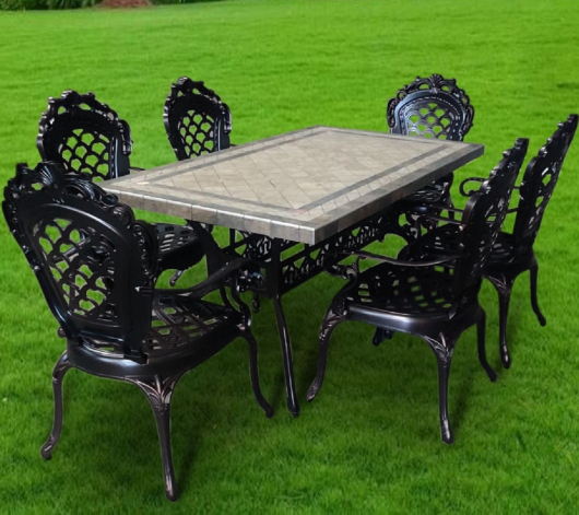 Мебель из литого алюминия стол с керамикой ДИМИКС + 6 кресел ФИНЛЯНДИЯ-4 - купить за 156450.00 руб.