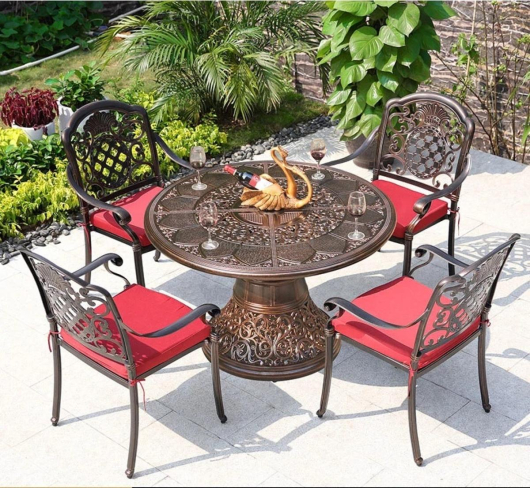 Обеденная группа из алюминия стол Сандаловое дерево+4 кресла Гуерлайн - купить за 118200.00 руб.