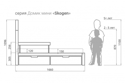 Детская кровать-домик мини Svogen графит-мятный - купить за 10990.00 руб.