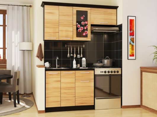 Глянцевый кухонный гарнитур Сакура П-1 160 см - купить за 18950.0000 руб.