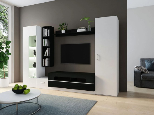 Стенка Loft 20 Белый Снег/Черный - купить за 42033.00 руб.